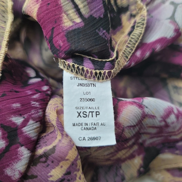 M-Label Women Pink Purple Beige Chiffon Floral Shirt Blouse BOHO Off Shoulder XS - Picture 10 of 10